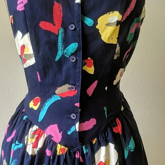 Vintage Multicolor Abstract Midi Dress - Picture 3 of 7